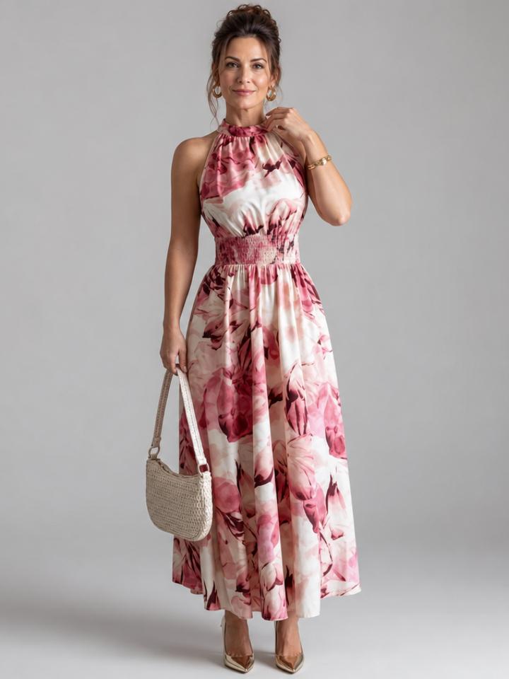 Olivia – Robe Midi Imprimé Abstrait