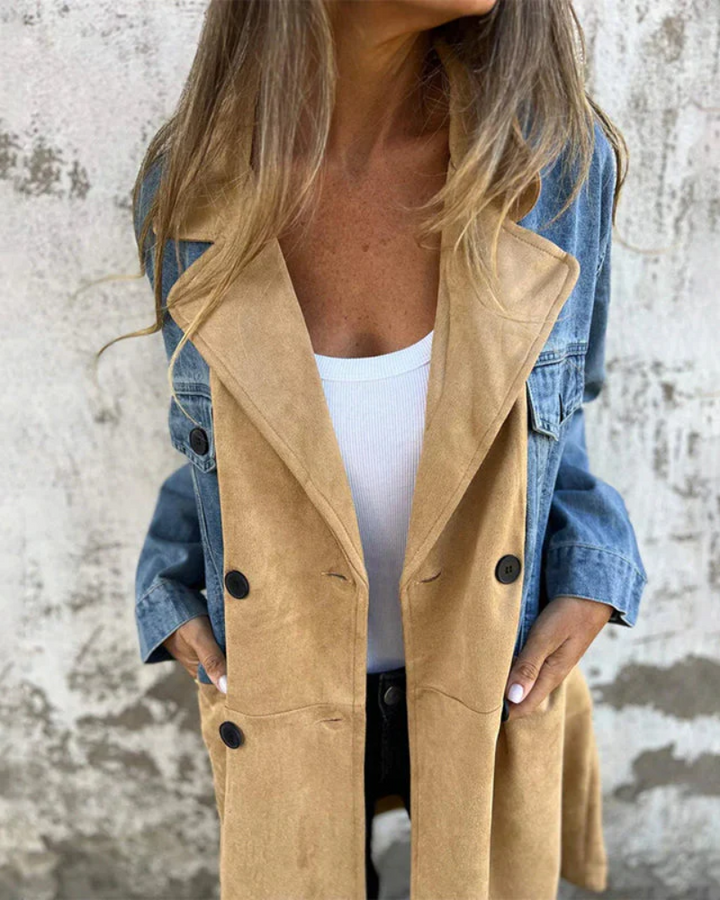 Marites – Manteau Denim & Camel