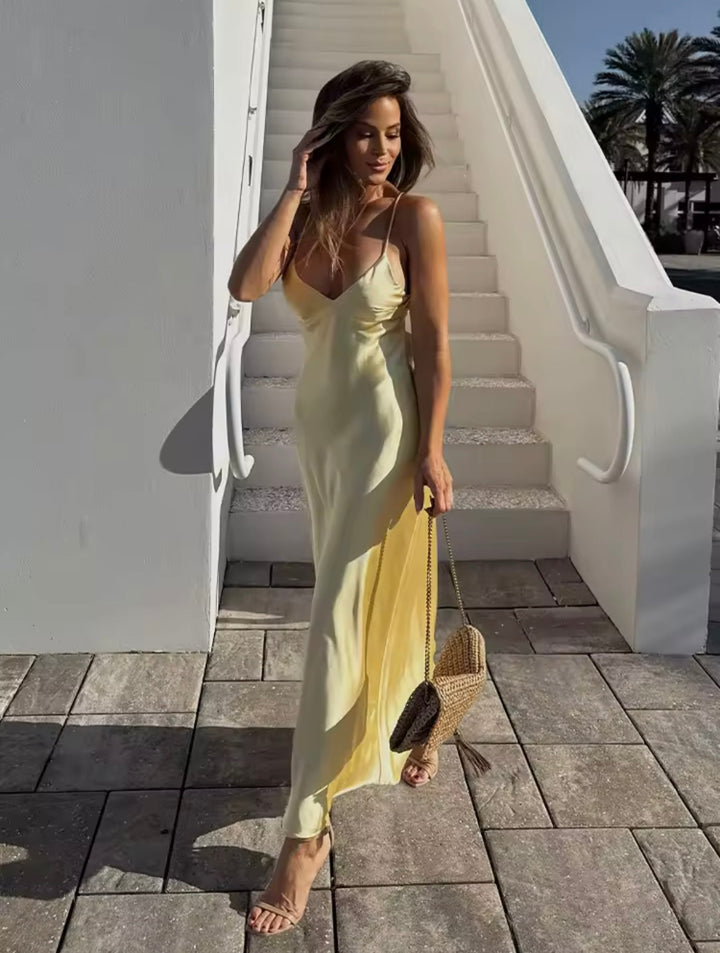 Nikka – Robe Maxi Satin Longue