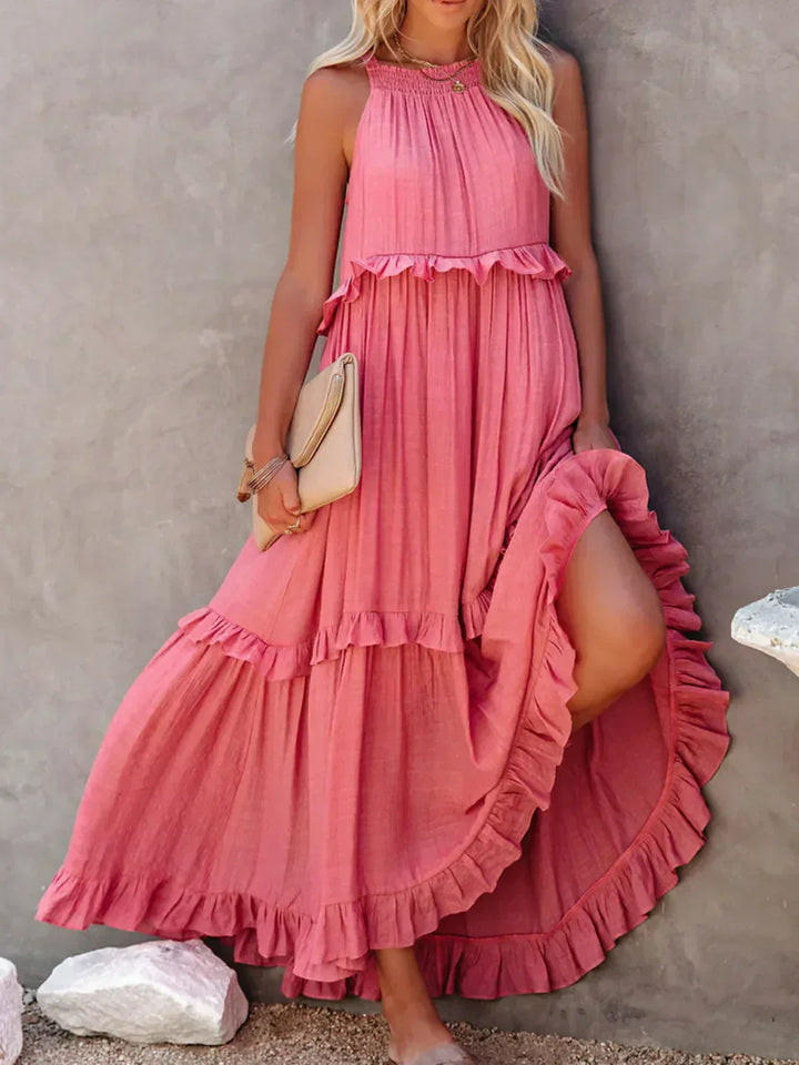 Ilona – Robe Halter à Volants & Poches