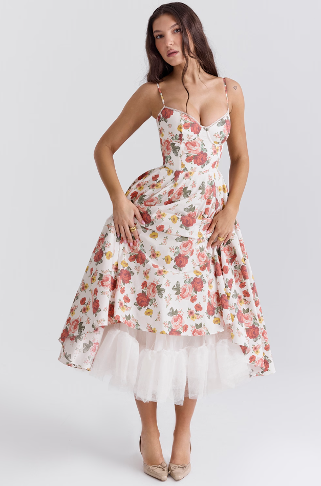 Luce – Robe Midi Satin & Tulle