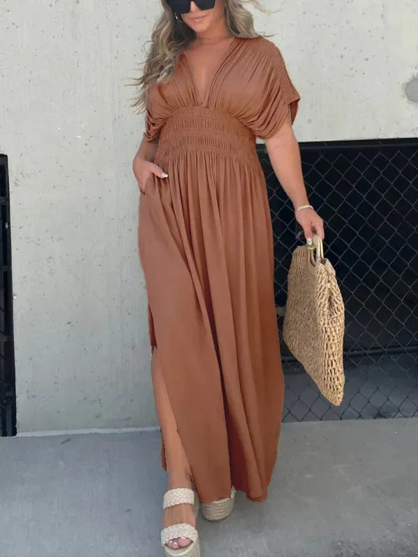 Gisella – Robe Maxi Col V Fendue