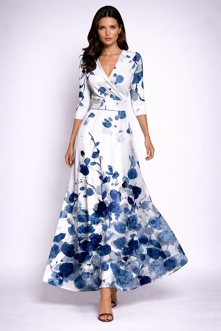 Elisa – Robe Maxi Portefeuille Florale