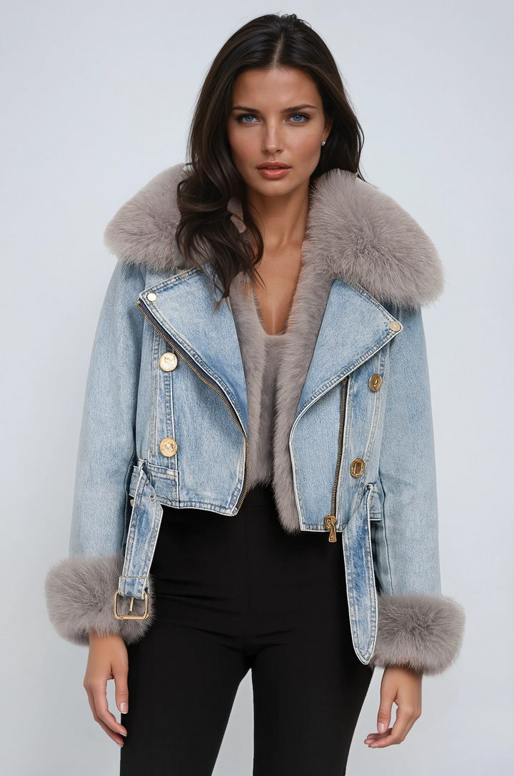 Amara – Veste Jean Doublure Fourrure