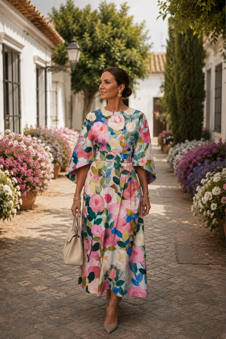 Celeste – Robe Midi Florale Élégante