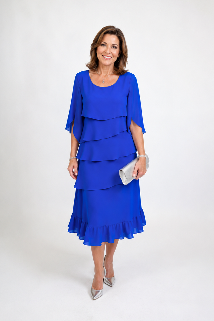 Anna – Robe Midi Élégante à Volants