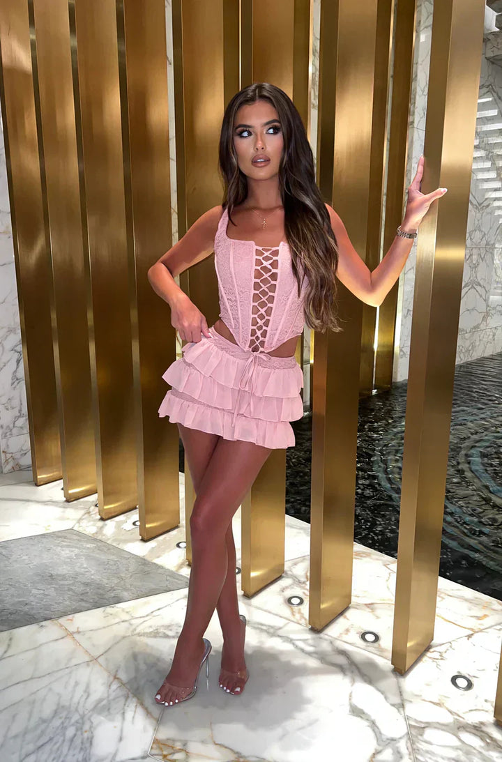Clara – Ensemble Mini Jupe Superposée