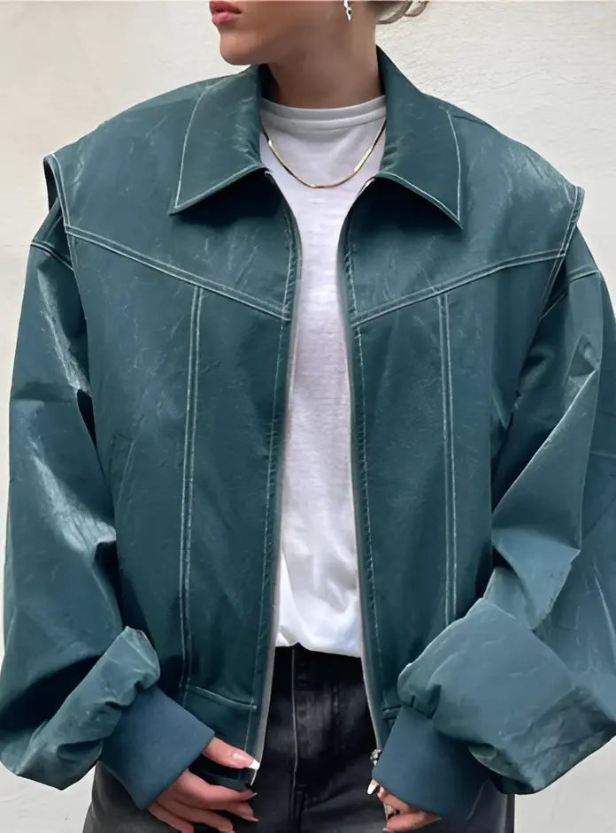 Veste Cuir Oversize Casual