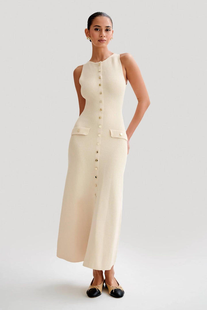 Fiona – Robe Maxi Tricotée Sans Manches