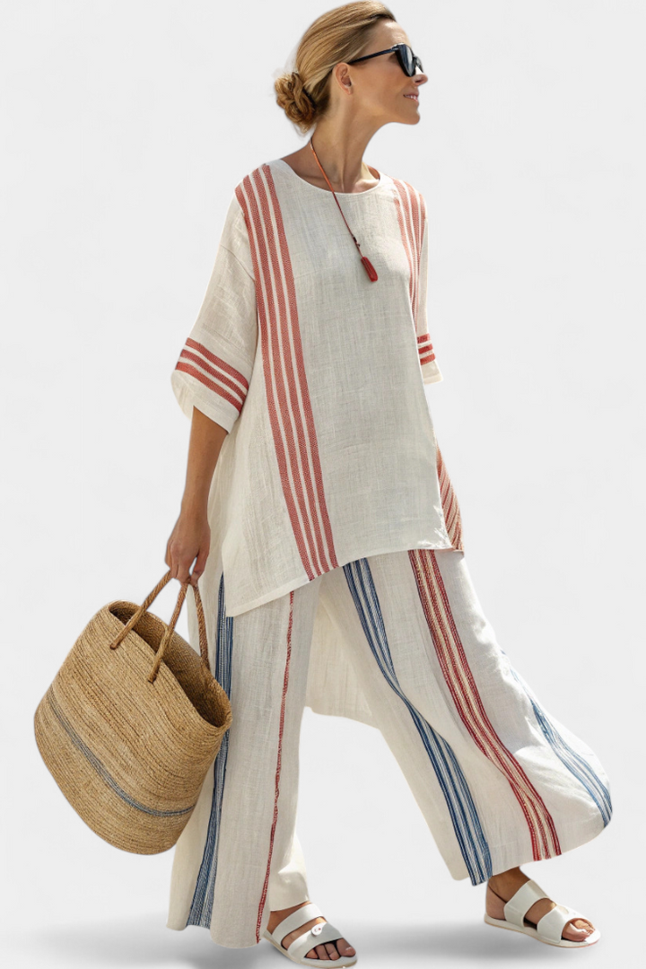 Solvane – Top Rayé Multicolore & Pantalon