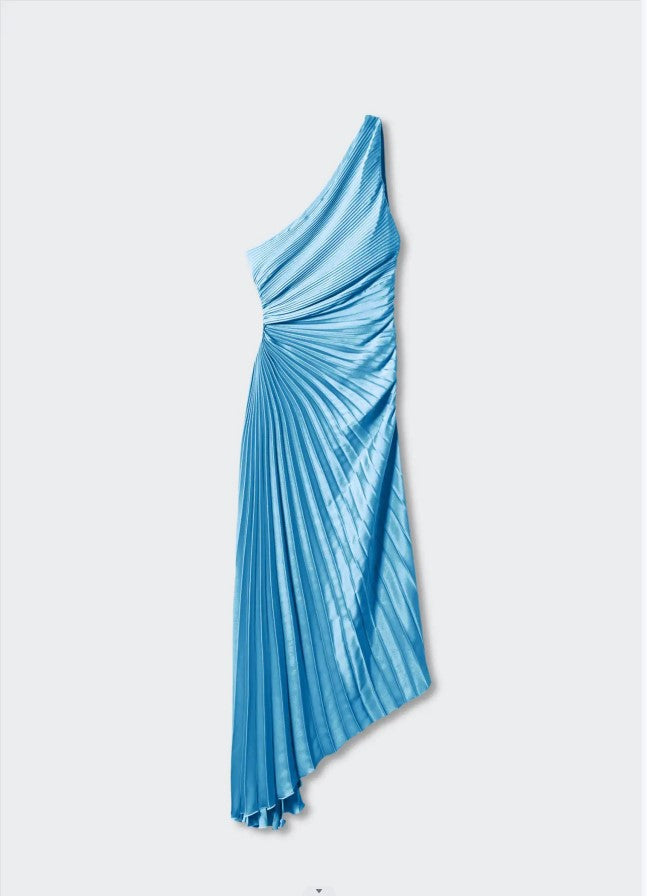 Sylviana – Robe Midi Une Épaule Plissée