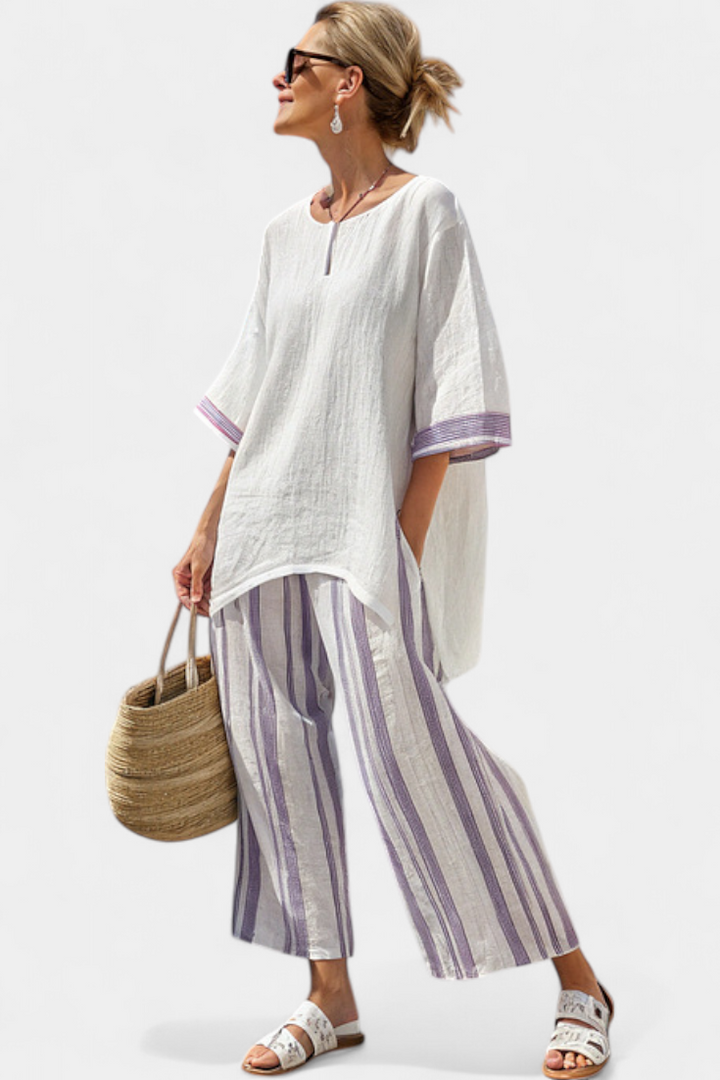 Luxmere – Blouse Relaxed & Pantalon Rayé