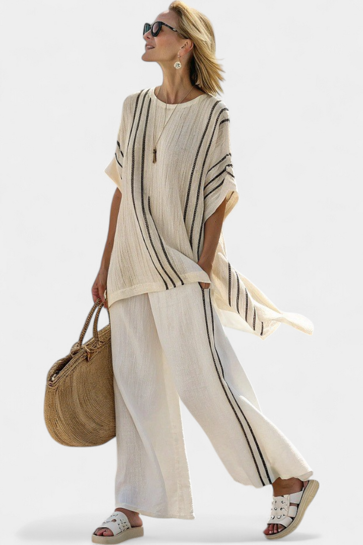 Greysen – Blouse Lin & Pantalon Rayé