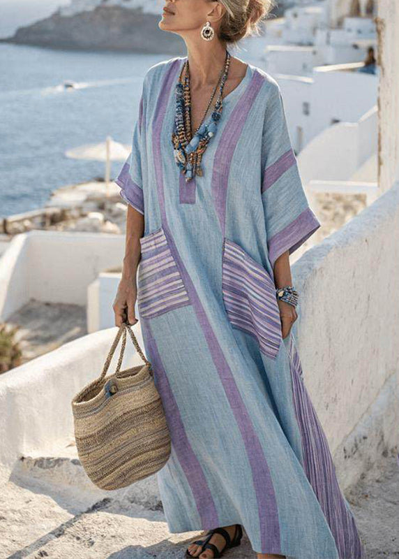 Ariella – Robe Maxi Rayée Patchwork
