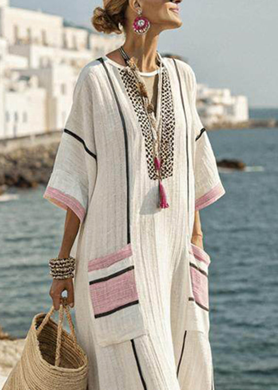 Ariella – Robe Maxi Rayée Patchwork