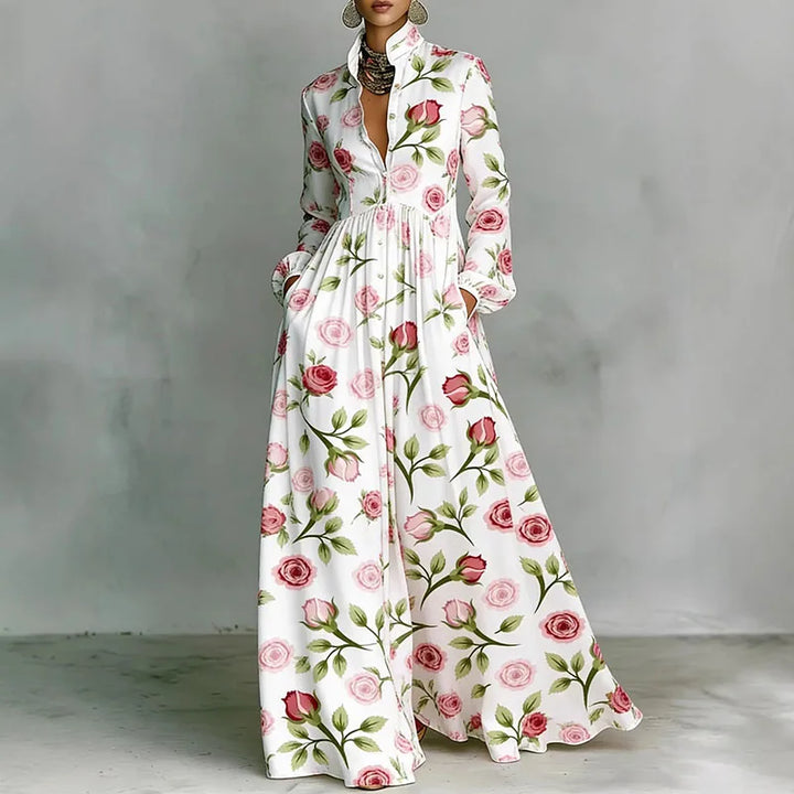 Lanna – Robe Maxi Florale Boutonnée