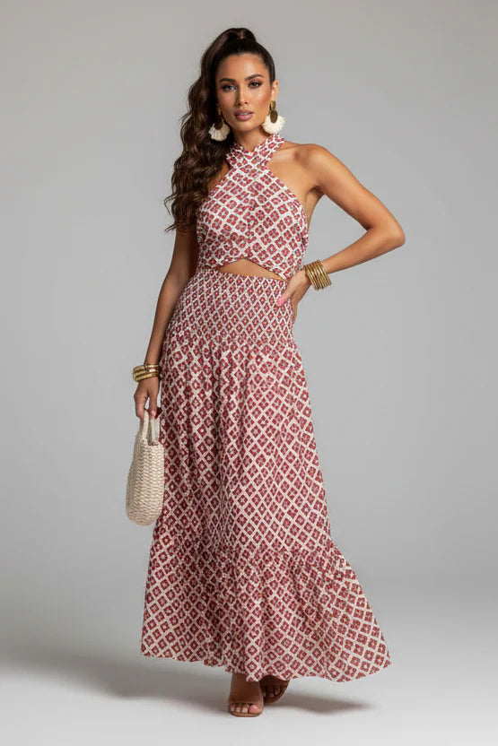 Mickay – Robe Midi Épaules Dénudées