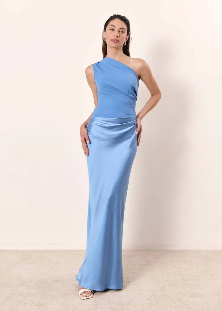 Sophia – Robe Maxi Satin Une Épaule