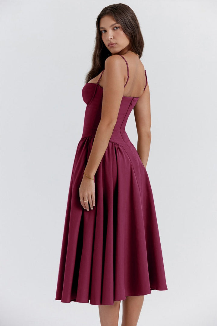 Nina – Robe Midi Corset Sans Manches