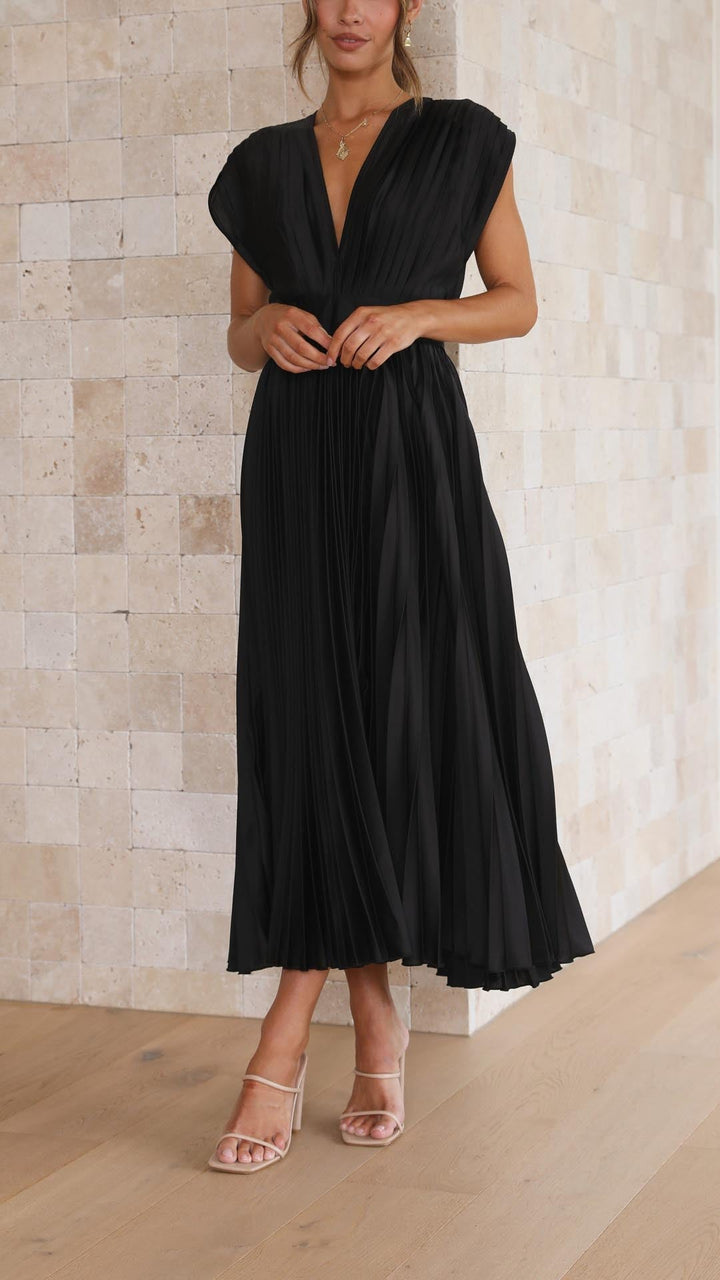Maria – Robe Midi Plissée Élégante