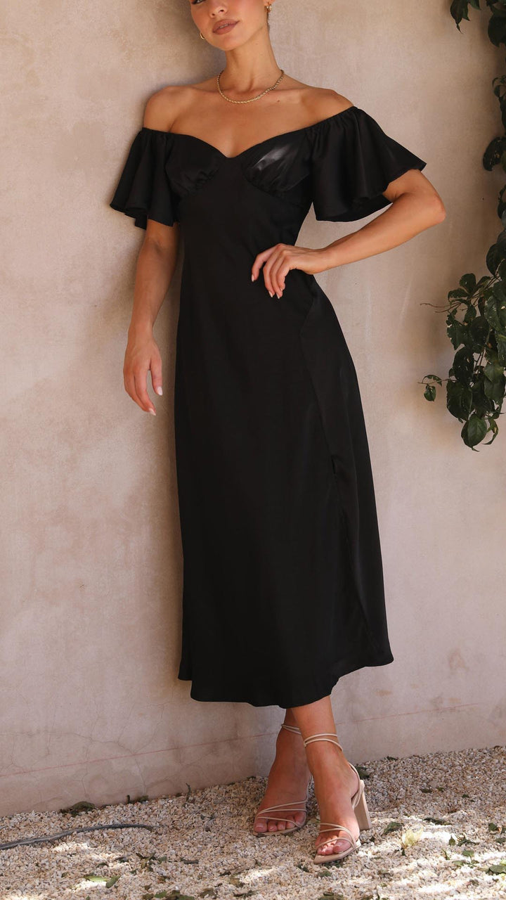 Nalani – Robe Maxi Épaules Dénudées Manches Papillon