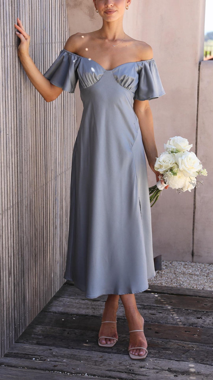 Nalani – Robe Maxi Épaules Dénudées Manches Papillon