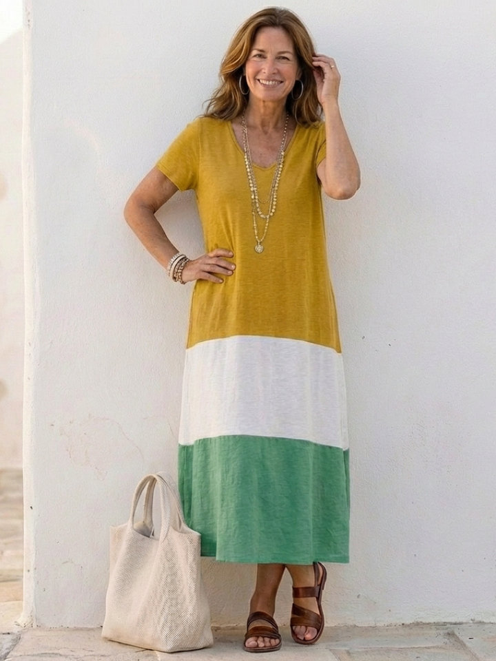 Thalia – Robe Midi Color-Block Col V
