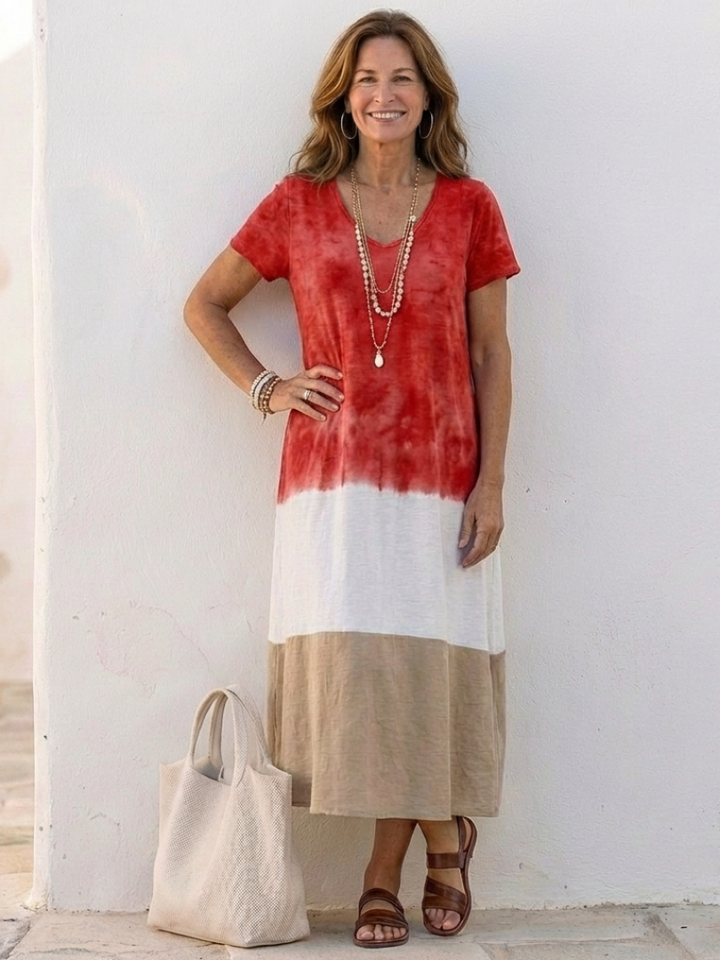 Thalia – Robe Midi Color-Block Col V