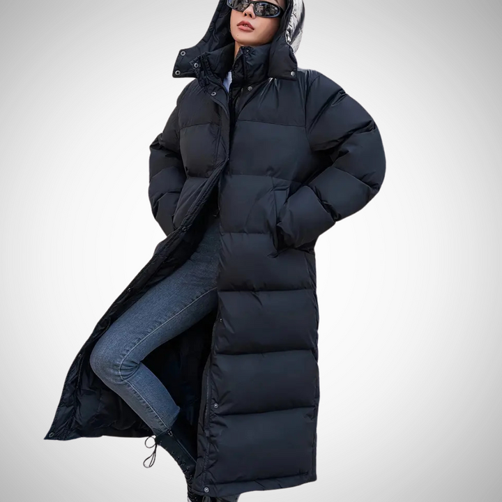 Livia – Veste Longue Matelassée Col Montant