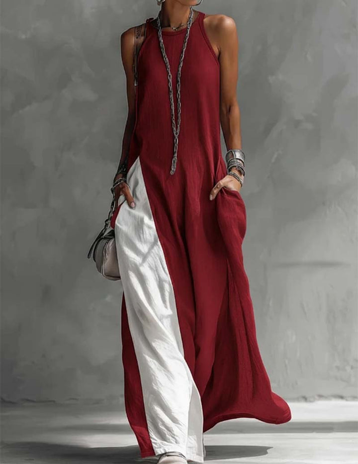 Hanna – Robe Maxi Asymétrique Sans Manches