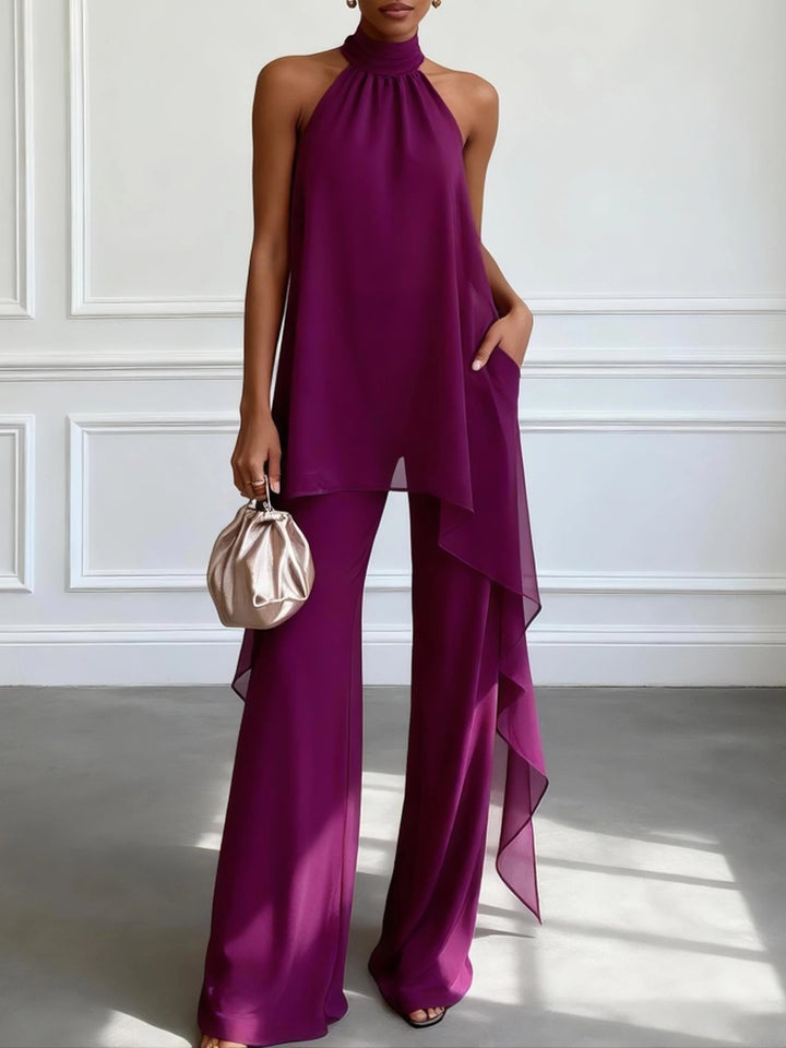 Stella – Ensemble Halter Violet & Pantalon