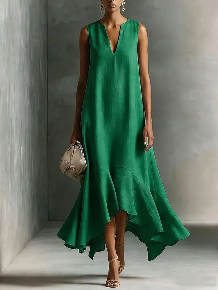 Astra – Robe Maxi Col V Sans Manches