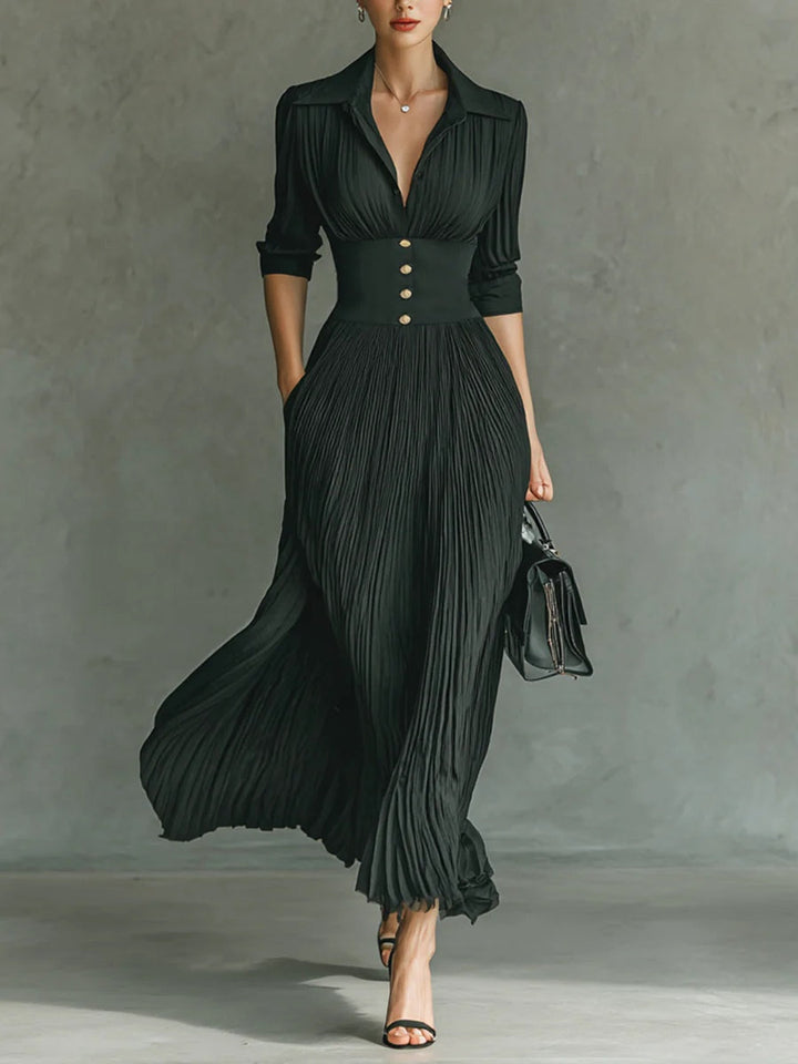 Elvira – Robe Longue Plissée Taille Haute