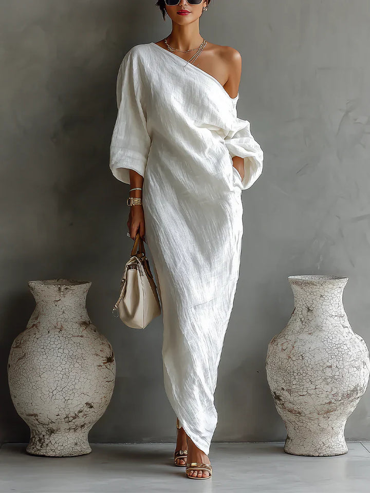Melisa – Robe Maxi Asymétrique Fluide