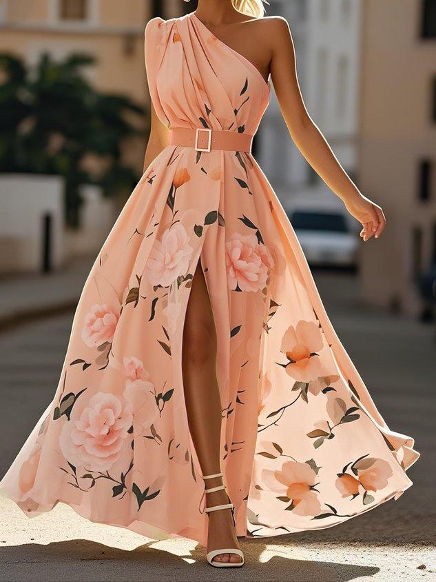 Sella – Robe Maxi Chiffon Une Épaule