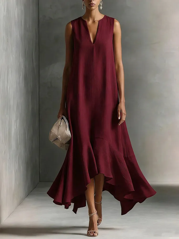 Astra – Robe Maxi Col V Sans Manches