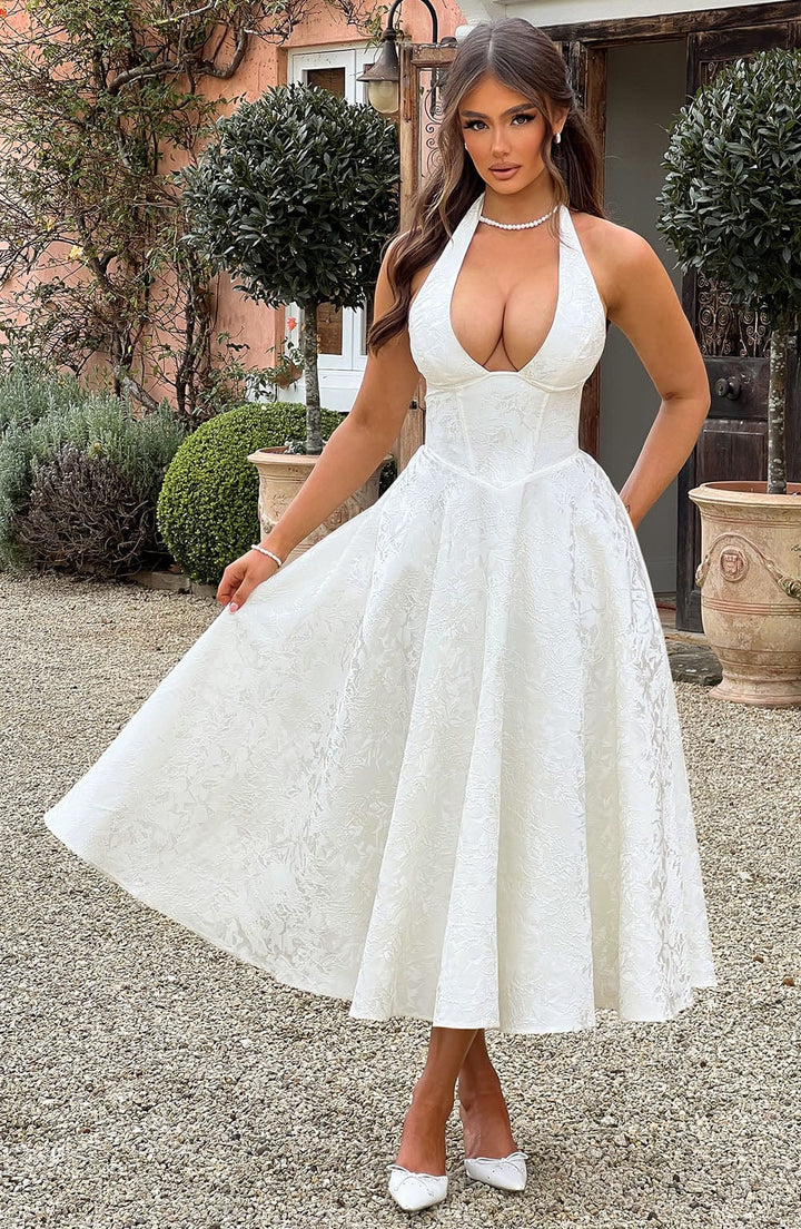 Esmeralda – Robe Midi Halter Sans Manches