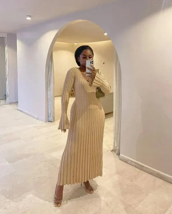 Sara – Robe Midi Tricotée