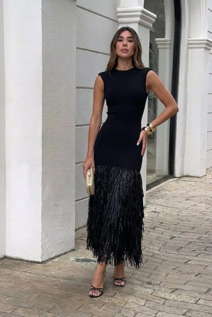 Loraine – Robe Longue à Franges