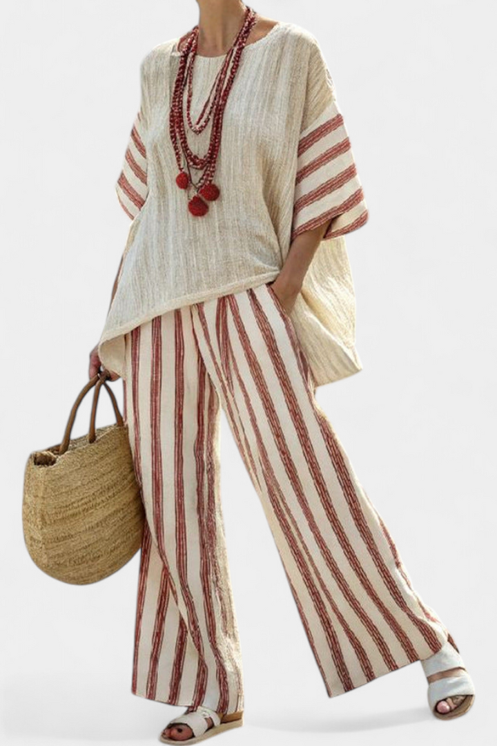 Braelith – Top Rayé Rustique & Pantalon Crème