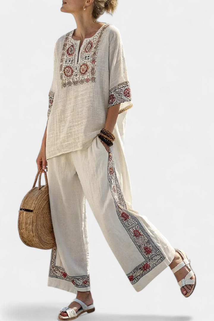 Tameric – Blouse Brodée & Pantalon Large