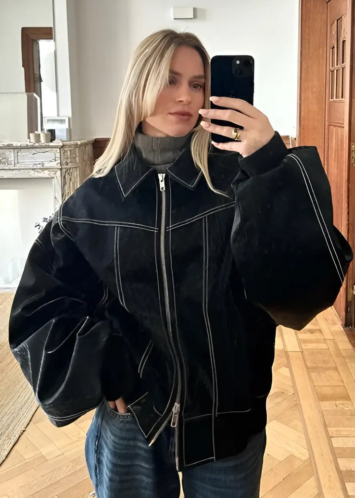 Veste Cuir Oversize Casual