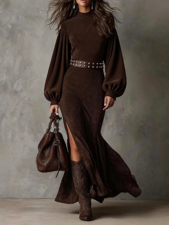 Harriet – Robe Midi Manches Lanternes Vintage
