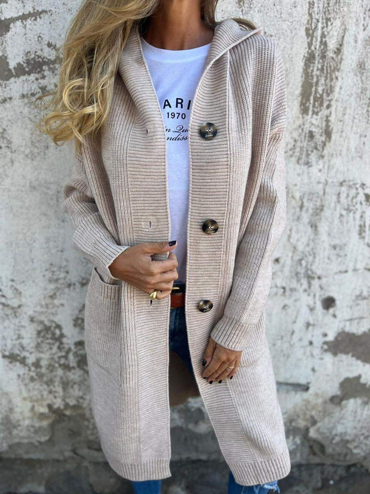 Frida – Cardigan Long Tricoté Élégant