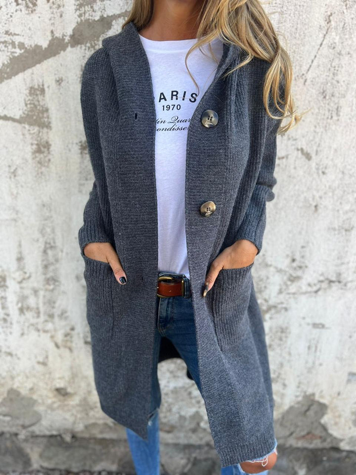 Frida – Cardigan Long Tricoté Élégant