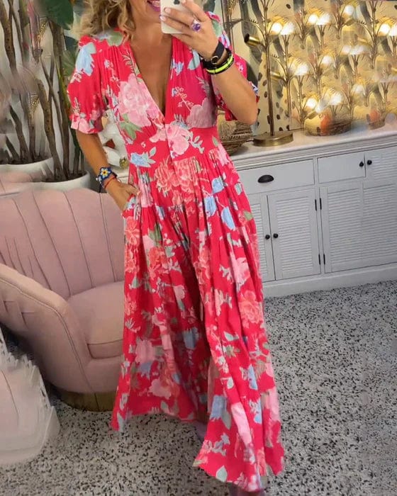 Isabeau – Robe Maxi Col V & Poches