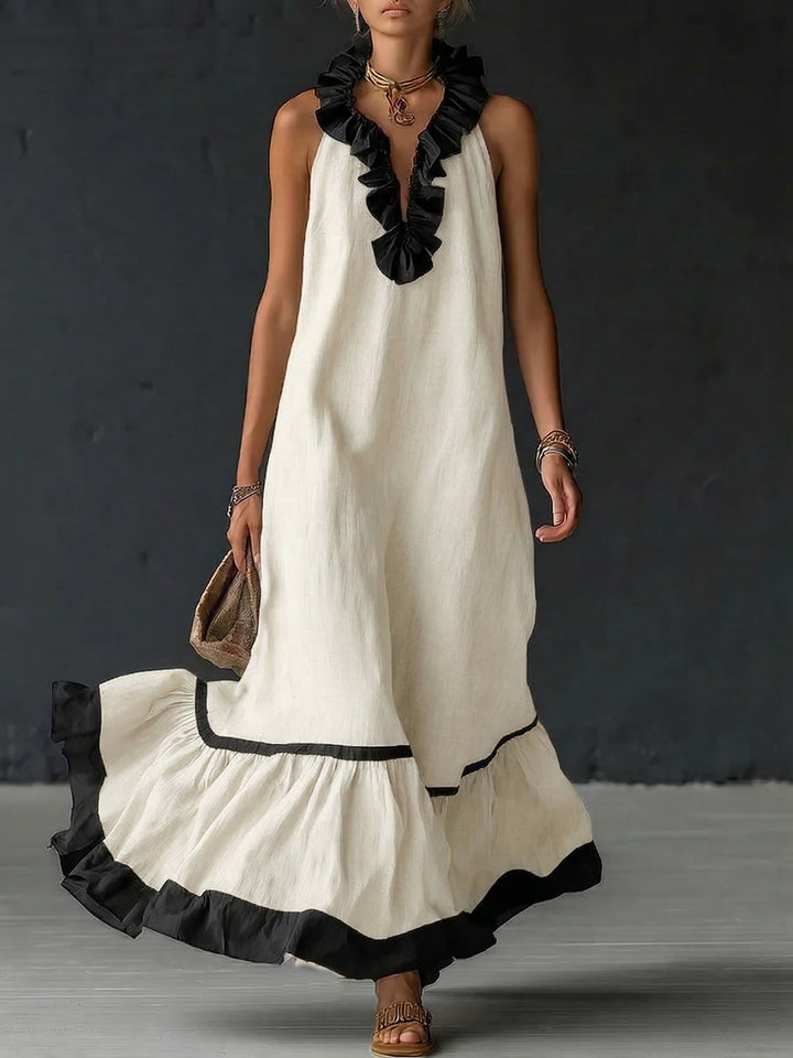 Celestine – Robe Maxi Color-Block à Volants
