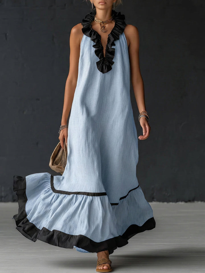 Celestine – Robe Maxi Color-Block à Volants