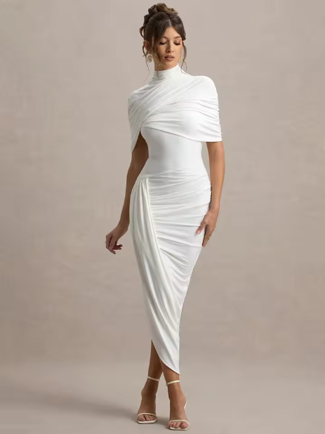 Taylor – Robe Maxi Cape Asymétrique